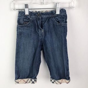 Burberry Baby Denim Jeans Nova Check Plaid Cuffs
